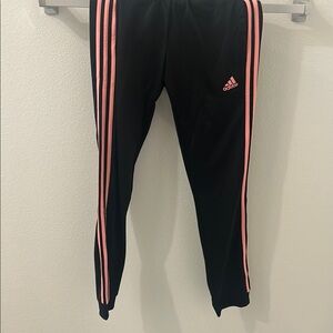 Adidas Kids Black and Pink Track Pants